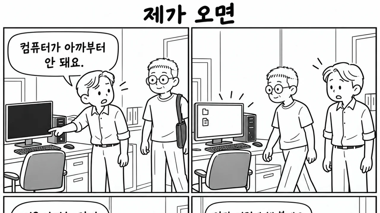 제가 오면 — 컴퓨터가 안 된다며 서기를 부르는 직원